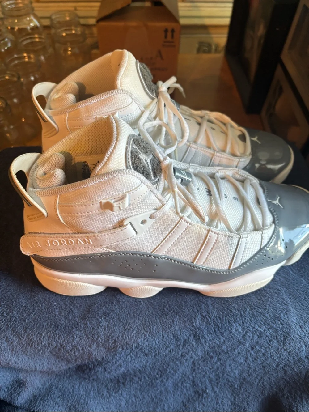 Jordan Retro 11 Low White & Grey Patent Leather Sneakers
